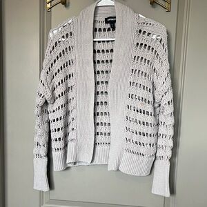 Express Women's Light Gray Open-Knit Cardigan
